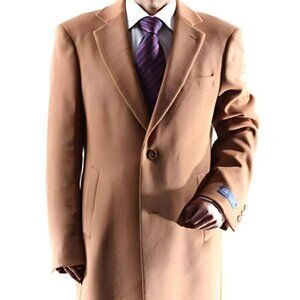 Men's Caravelli Camel Long Dress Topcoat - Winter coat Two Button 3/4 Length men